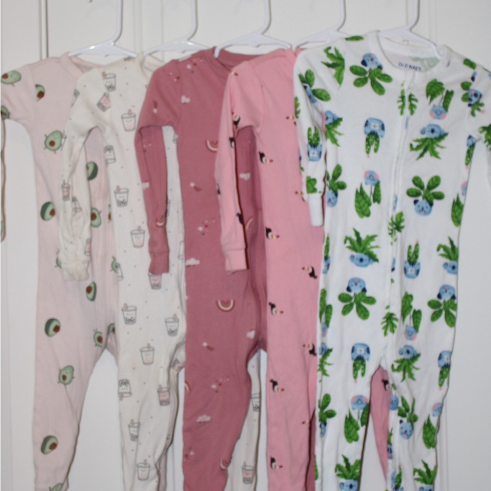 Adorable Kids Footies Set - Pink, White, Green